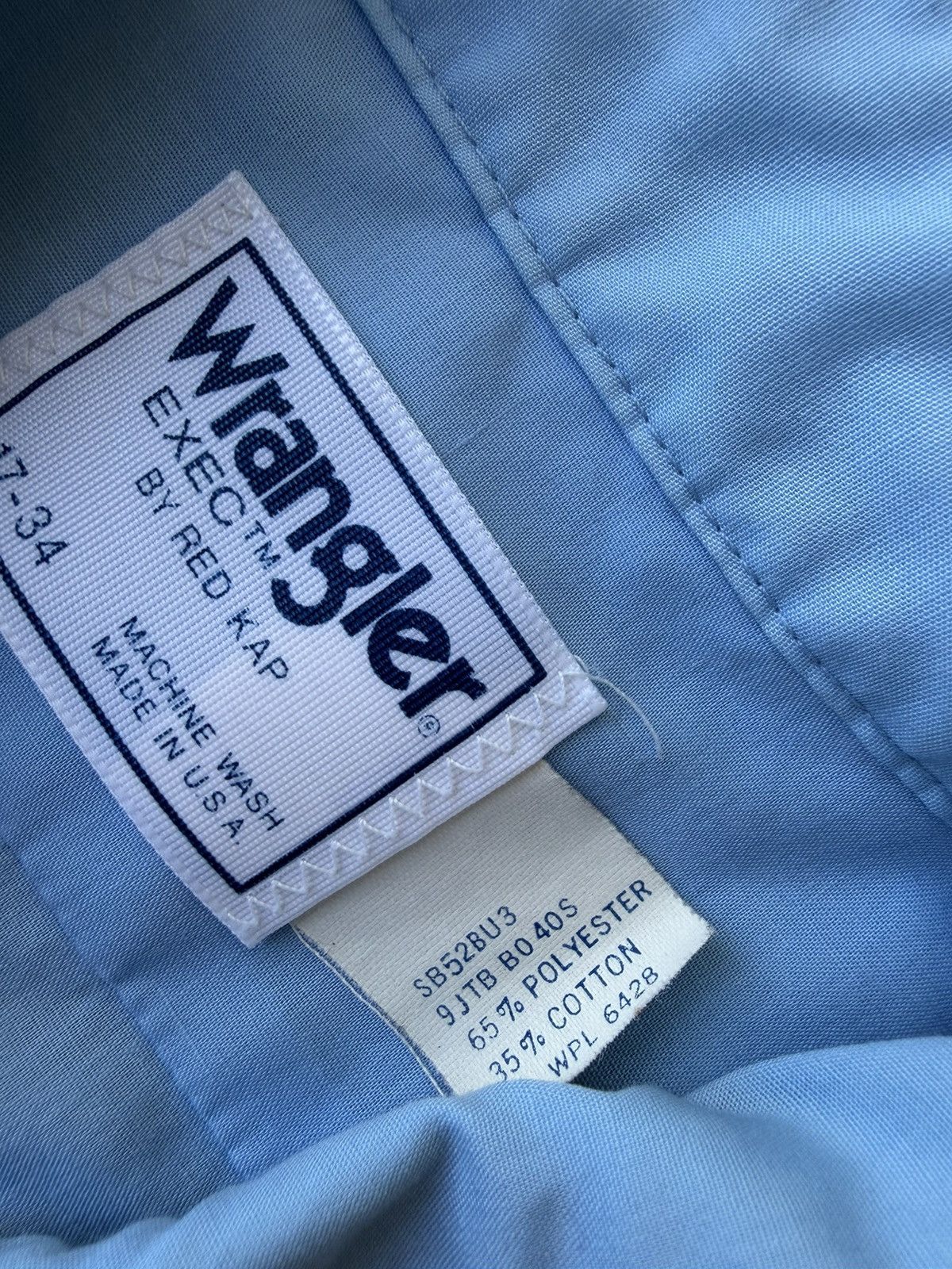 Wrangler 1980s Wrangler Exec Made in USA Button Up Shirt Baby Blue Size US XL / EU 56 / 4 - 6 Thumbnail