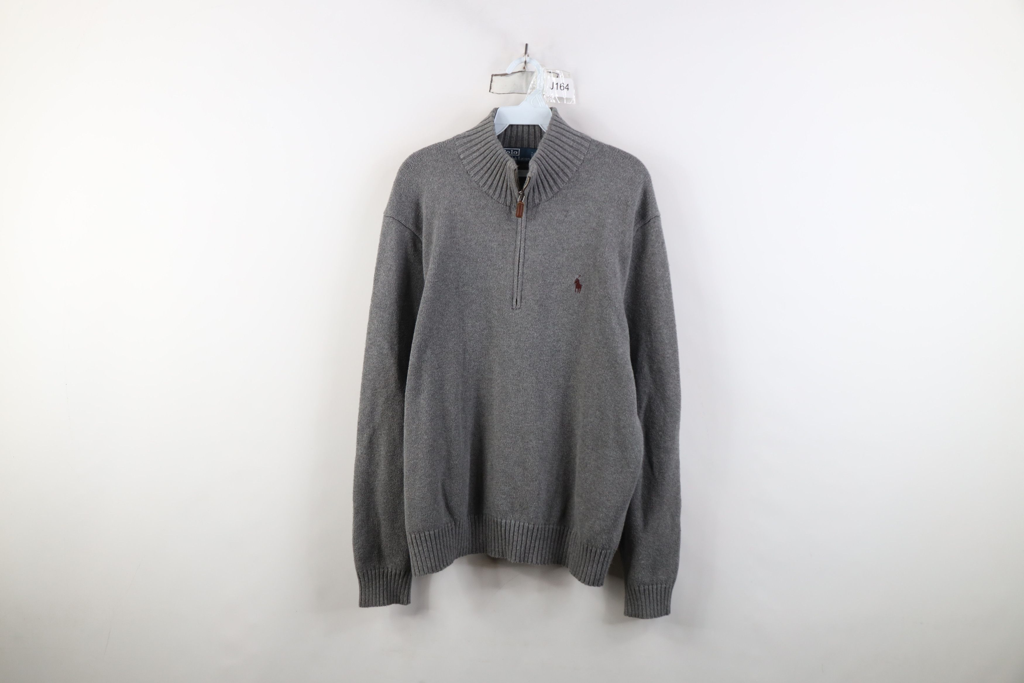 Polo Ralph Lauren Vintage 90s Ralph Lauren Cotton Ribbed Knit Half Zip Sweater Size US L / EU 52-54 / 3 - 1 Thumbnail