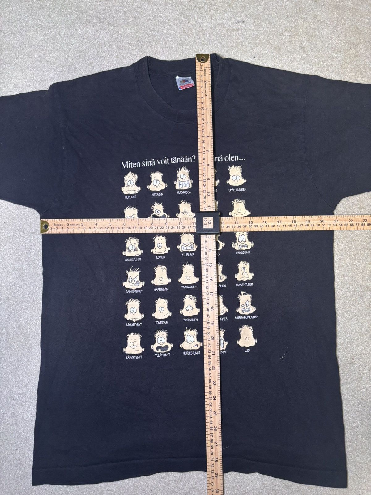Fruit Of The Loom VTG Therapy Mood Black T-Shirt How Are You Feeling Today L Size US L / EU 52-54 / 3 - 3 Thumbnail