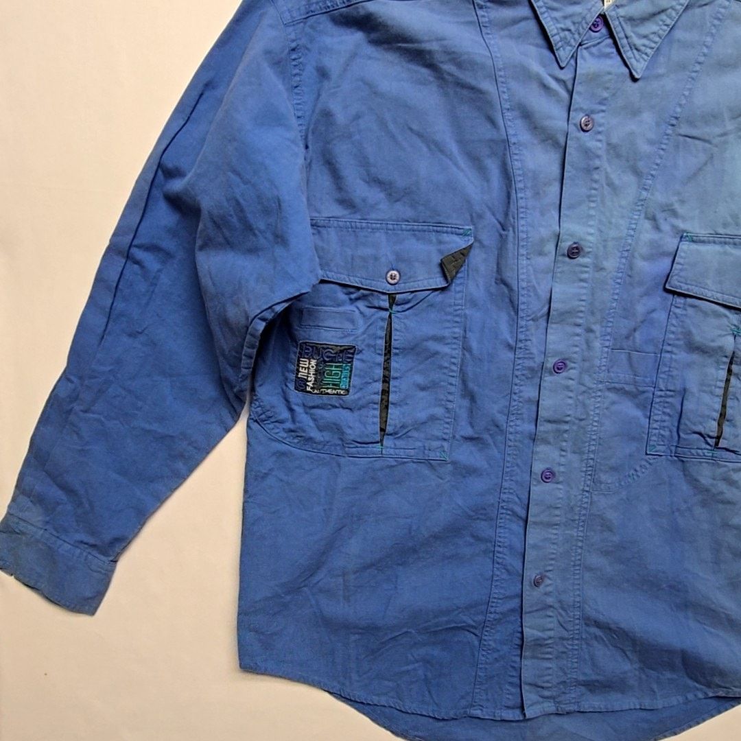 Bugle Boy Vintage Bugle Boy Blue Button-Up Logo Patch M Shirt 90s Size US XL / EU 56 / 4 - 4 Thumbnail