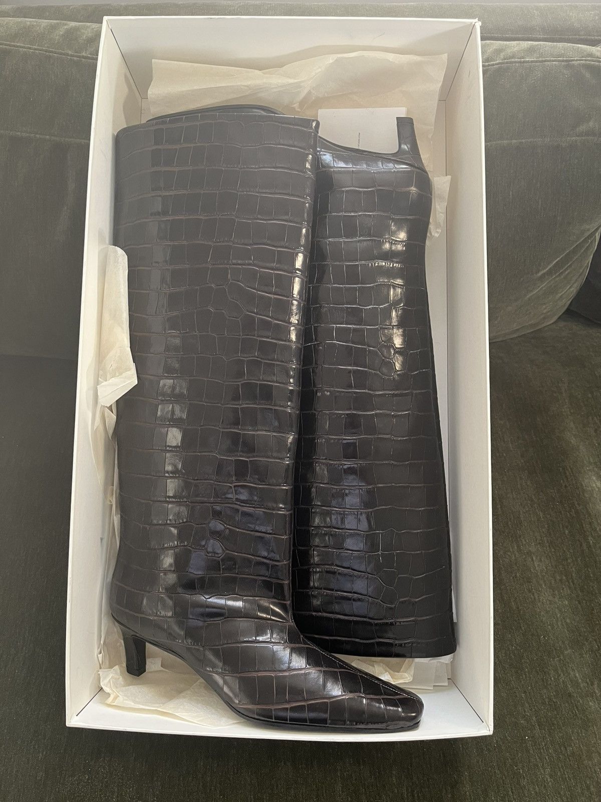Toteme Totême Croc-Embossed Leather Knee-High Boots – Size 41 (new) Size US 11 / IT 41 - 3 Thumbnail