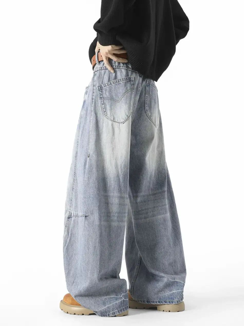 Japanese Brand Retro loose straight leg wide leg jeans Size US 32 / EU 48 - 4 Thumbnail