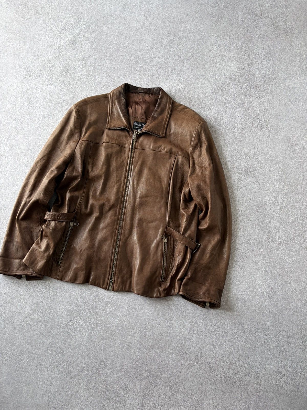 Vera Pelle VTG Vera Pelle Leather Zip Brown Jacket Straps Antique Style Size US XL / EU 56 / 4 - 2 Thumbnail
