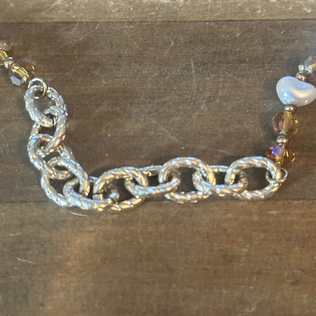 Other Handmade amber crystal bead and freshwater pearl necklace Size ONE SIZE - 5 Thumbnail