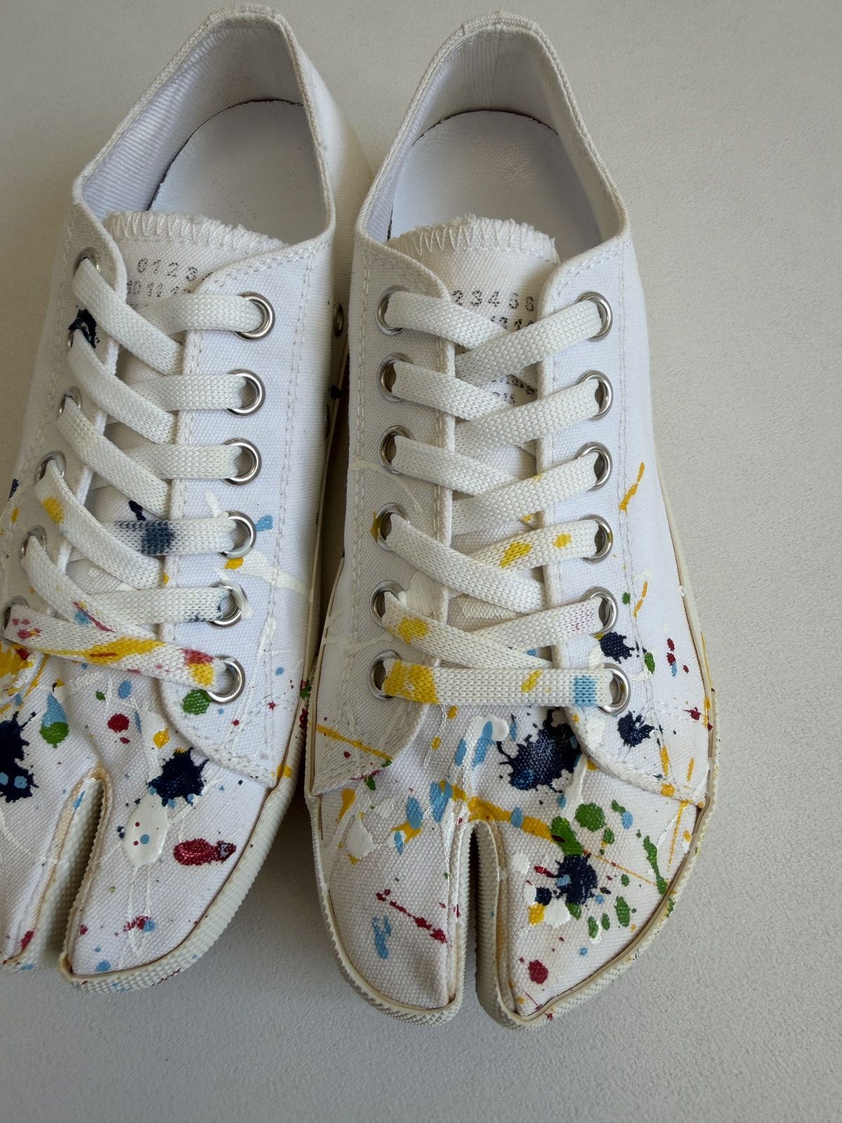 Maison Margiela S/S 19 ‘Paint Splat’ Canvas Tabi Sneakers Size US 7 / IT 37 - 8 Thumbnail