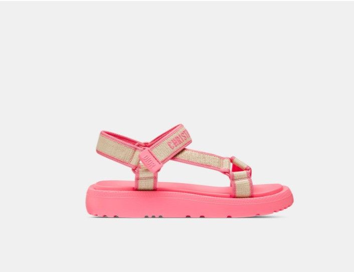 Dior o1w1db10425 KCO084E D-Wave Sandals in Natural & Candy Pink Size US 8 / IT 38 - 1 Thumbnail