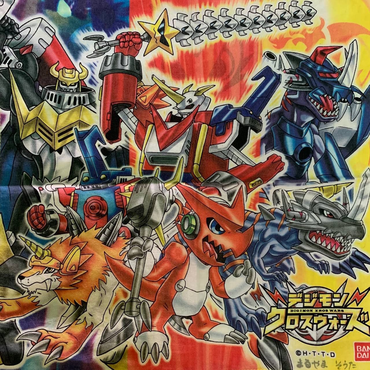 Anime × Japanese Brand Digimon Fusion Xros Wars Bandai Handkerchief Bandana Size ONE SIZE - 2 Thumbnail