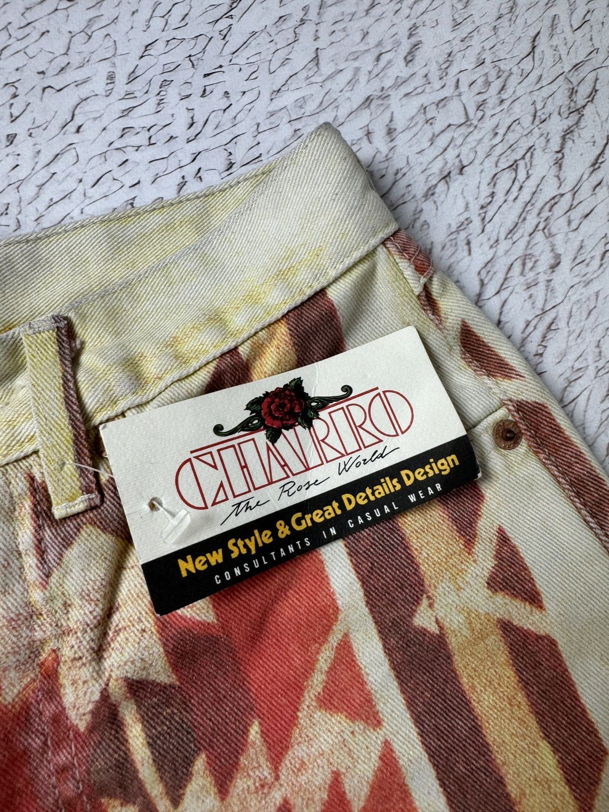 Vintage El Charro Tijuana BNWT allover pattern denim jeans pants Size 26" / US 2 / IT 38 - 11 Thumbnail