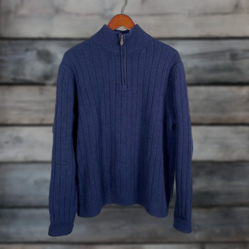 Brooks Brothers VINTAGE Brooks Brothers Wool Sweater Men's XL Long Sleeve Pullover 1/4 Zip Dark Blue Knitted Knit Preppy Size US XL / EU 56 / 4 - 1 Thumbnail