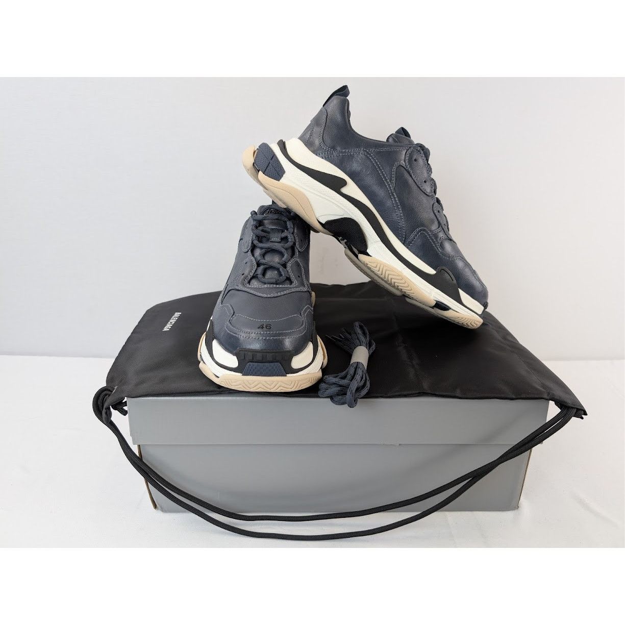 Balenciaga o1rshd1 Triple S Logo Type Sneakers in Blue/Sand Size US 13 / EU 46 - 18 Thumbnail
