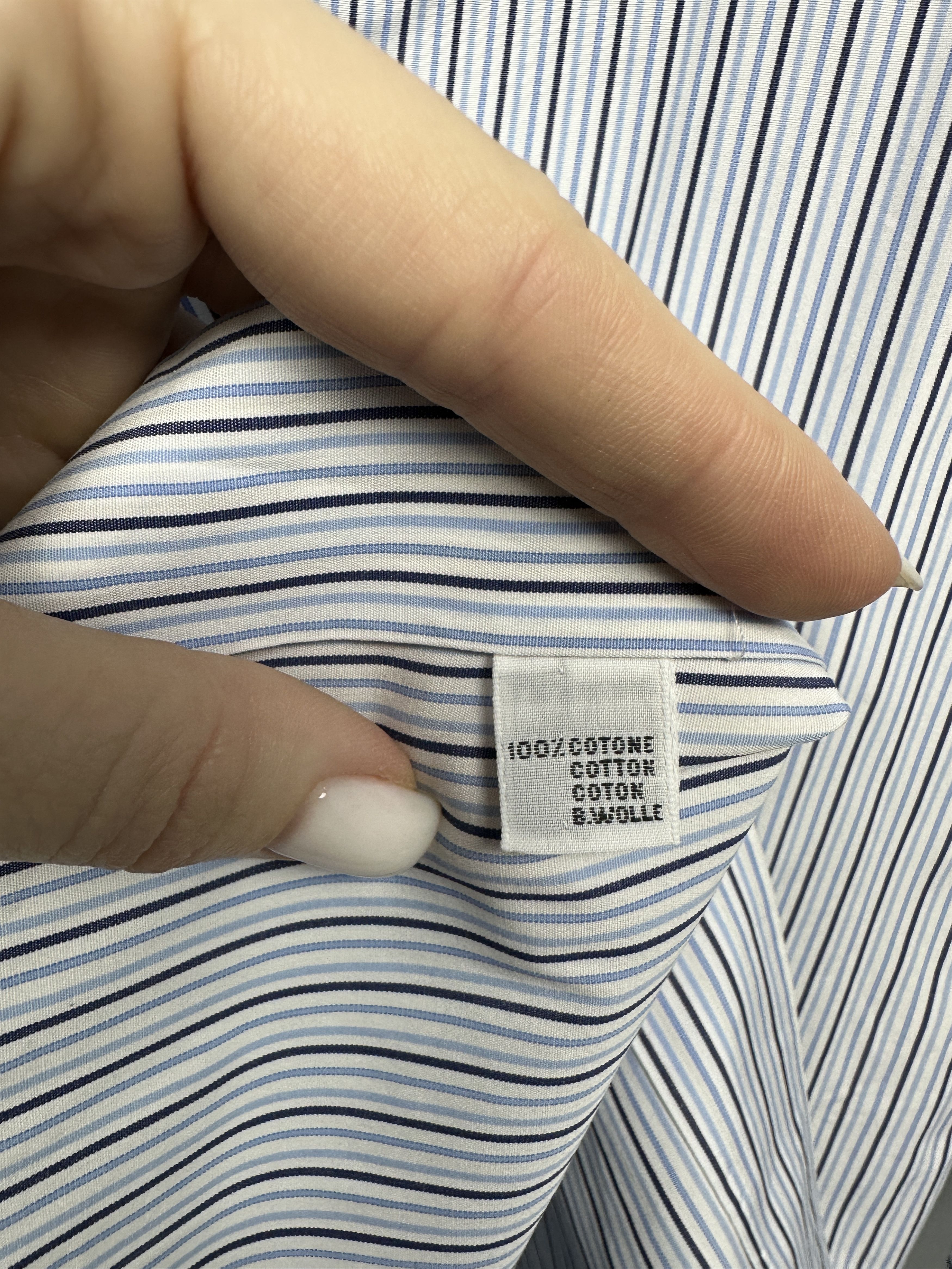 Kiton Kiton Mens Cotton Long Sleeve Striped Shirt Size US L / EU 52-54 / 3 - 5 Thumbnail