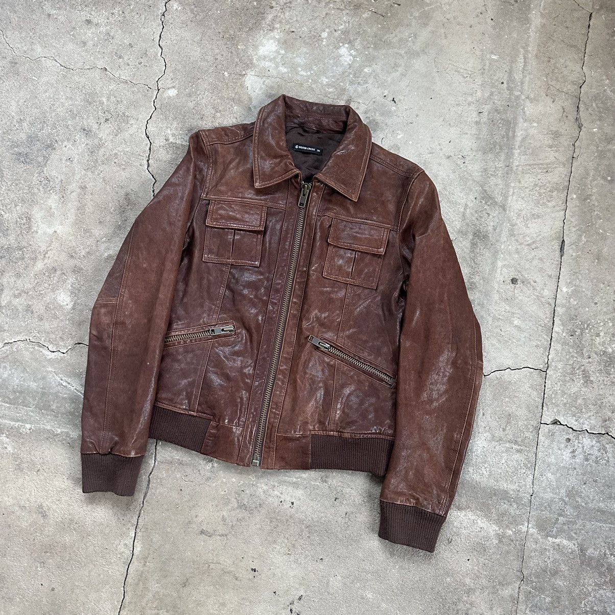 Vintage Vintage Avant Garde Leather Brown Jacket Size XS / US 0-2 / IT 36-38 - 2 Thumbnail