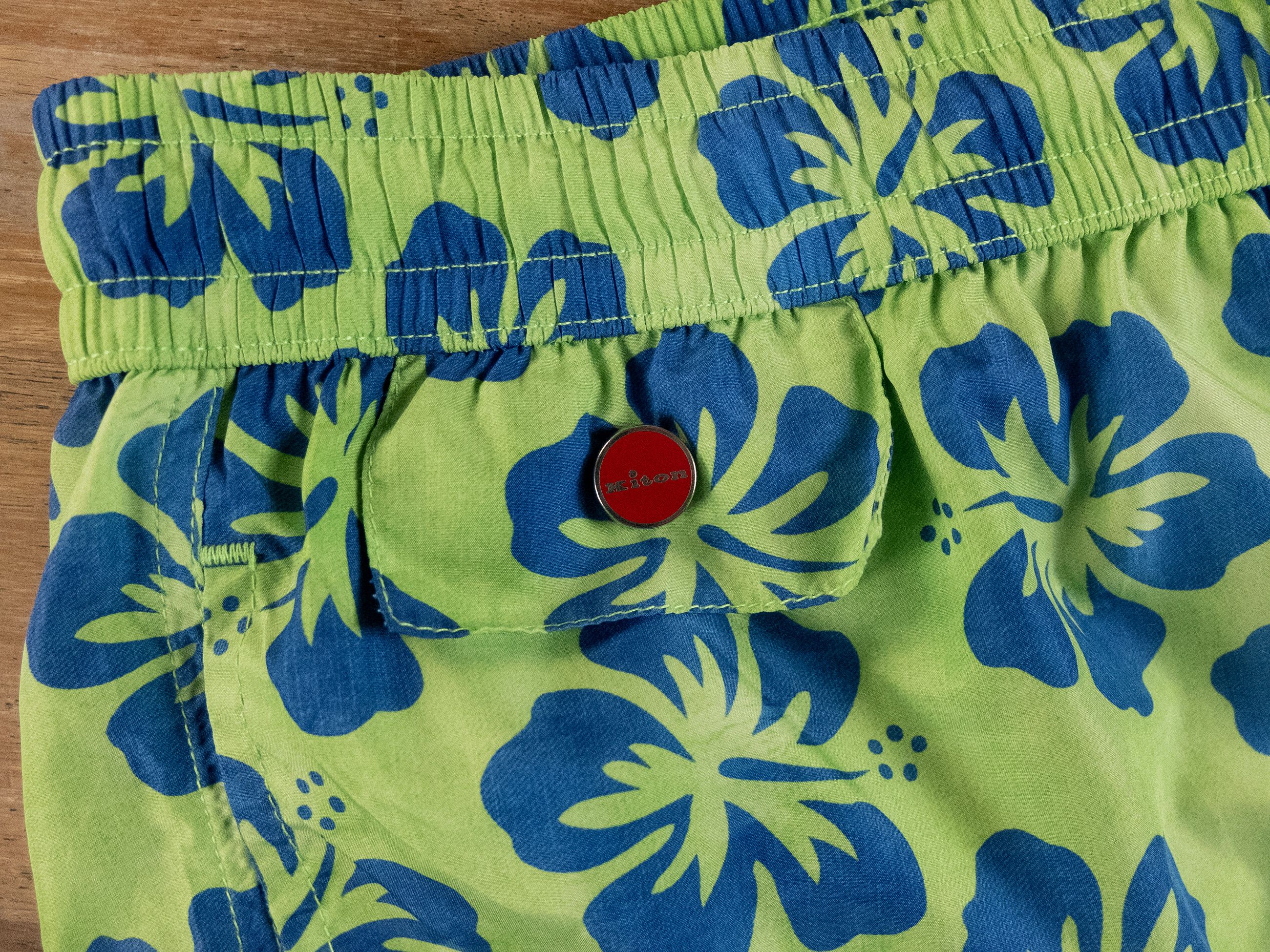 Kiton KITON Napoli green & blue floral print nylon swim shorts XL Size US 36 / EU 52 - 7 Thumbnail
