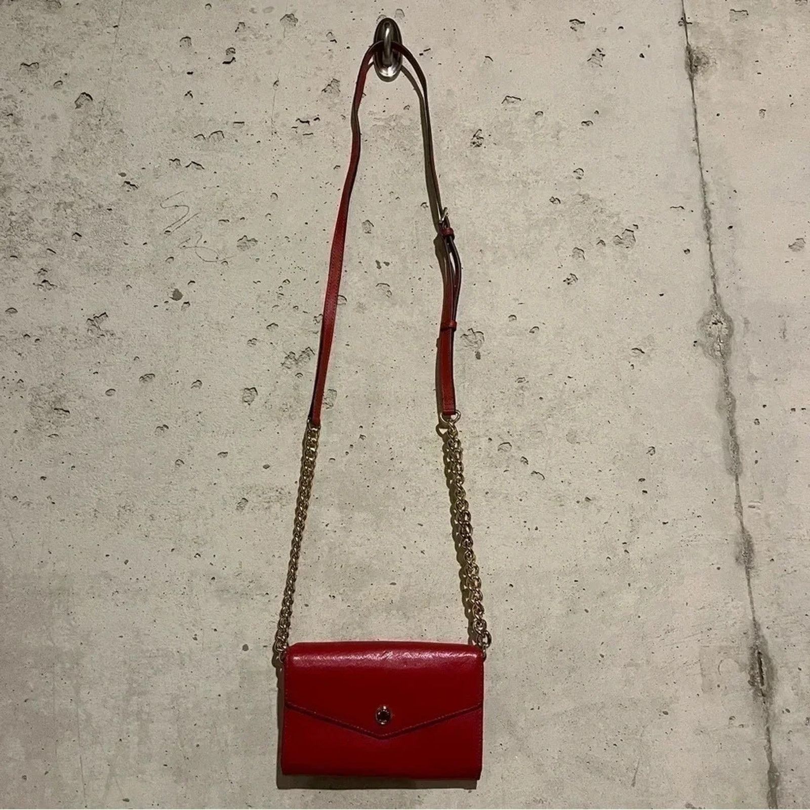 Michael Kors Michael Kors Cross Grain Leather Red Crossbody Chain Strap Size ONE SIZE - 2 Thumbnail