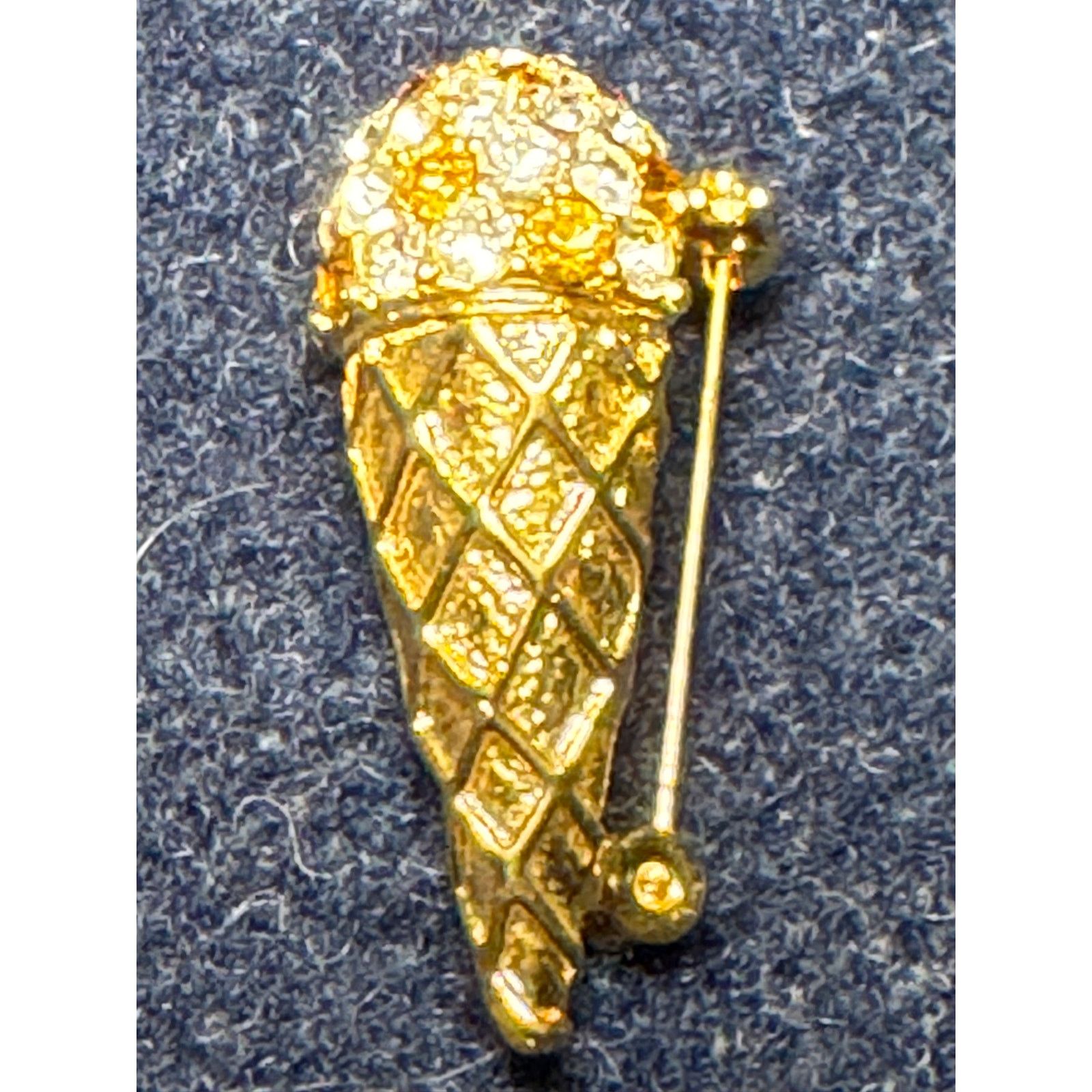 Other Gold Tone Snow Cone Brooch with Rhinestones Size ONE SIZE - 1 Thumbnail