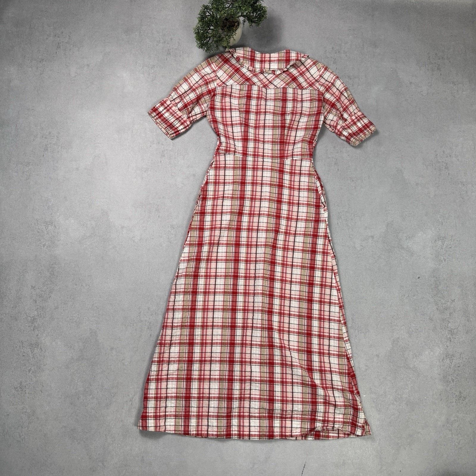 Vintage BRORA 100% Cotton Gingham Lined Chelsea Collar Dress Size 6 Size XS / US 0-2 / IT 36-38 - 18 Thumbnail
