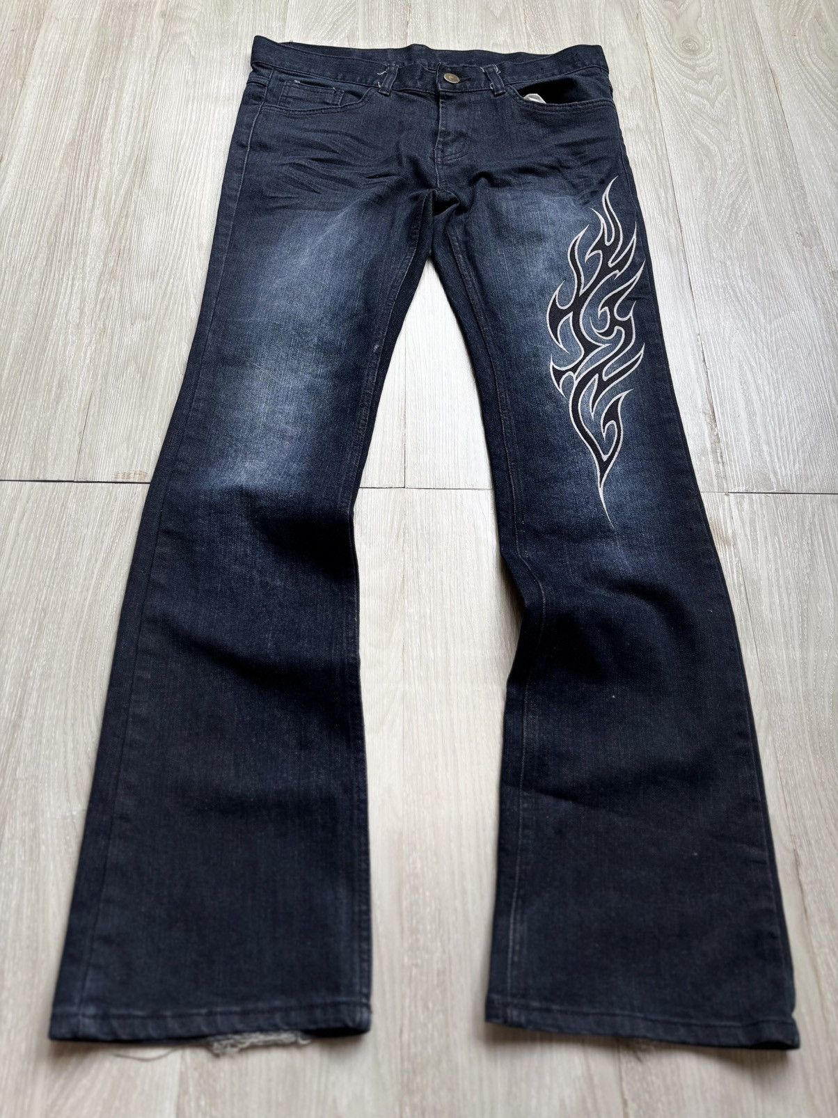 Japanese Brand Lad musician lace up flare jeans Size US 31 - 1 Thumbnail