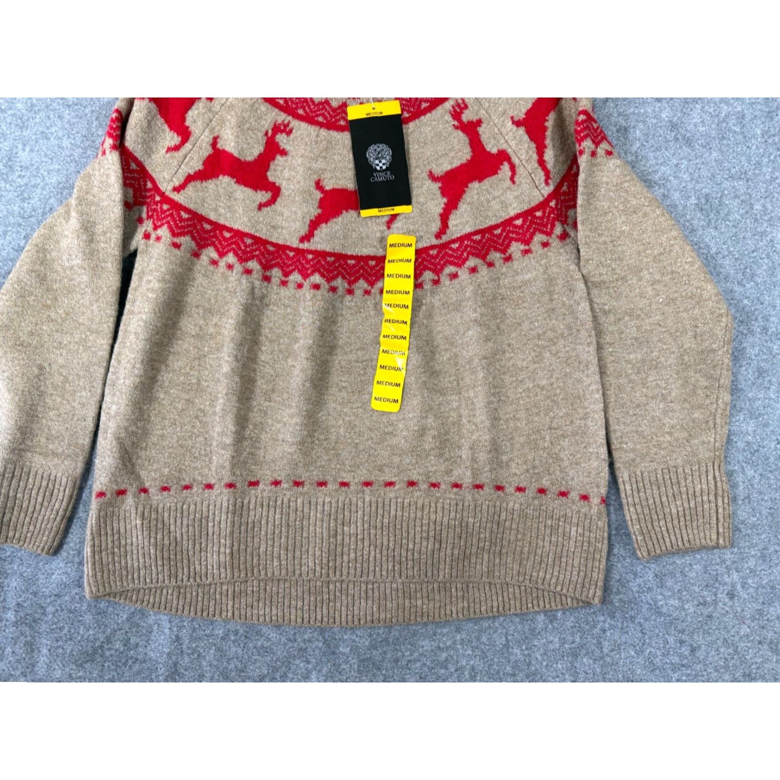 Vince Camuto Vince Camuto Sweater Womens M Brown Red Reindeer Fair Isle Stretch NWT Crew Neck Long Sleeve Christmas Holiday Pullover Knit Winter Fall Size M / US 6-8 / IT 42-44 - 4 Thumbnail