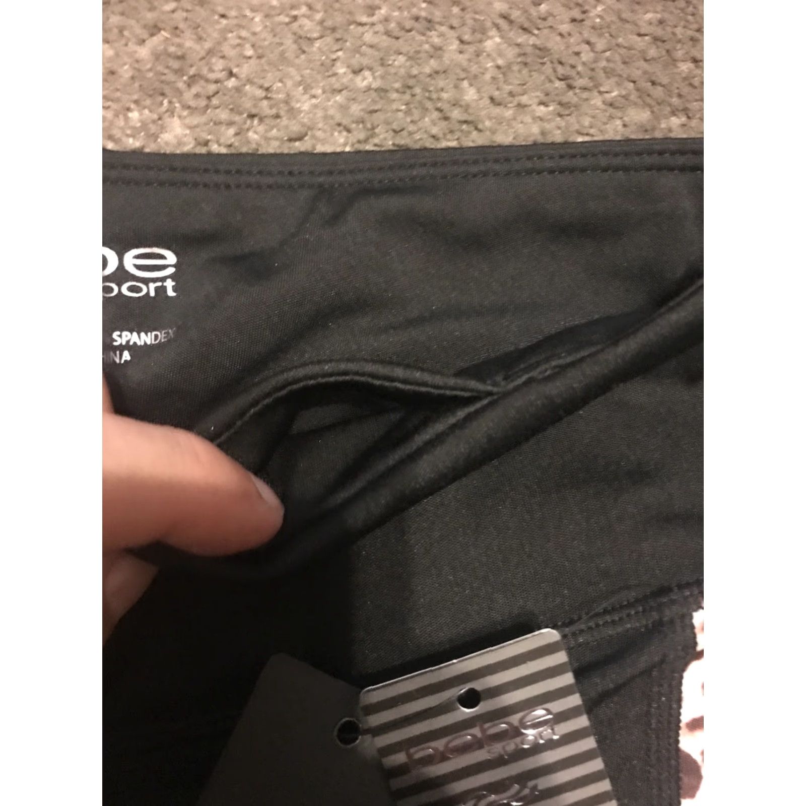 Bebe NWT BEBE SPORT Logo Printed Insert Leggings Women’s Large Black Nylon Polyester Spandex Slimming Stretch Activewear Casual Travel 90s? Size 36" / US 14 / IT 50 - 4 Thumbnail