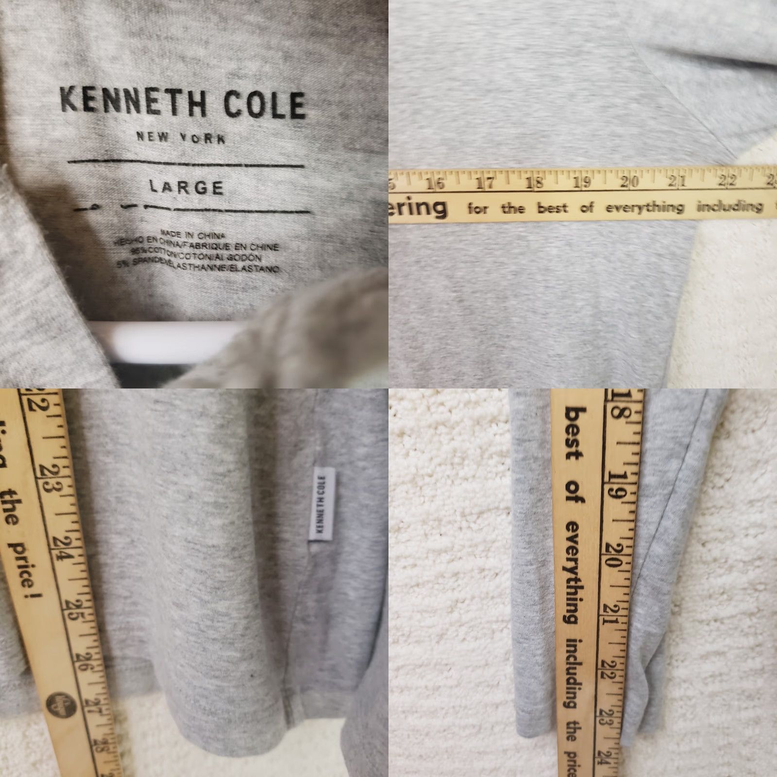 Kenneth Cole Kenneth Cole Henley LS Shirt Mens L Gray Heather Cotton Spandex 3 Button Logo Knit Lightweight Regular Fit Modern Size US L / EU 52-54 / 3 - 8 Thumbnail
