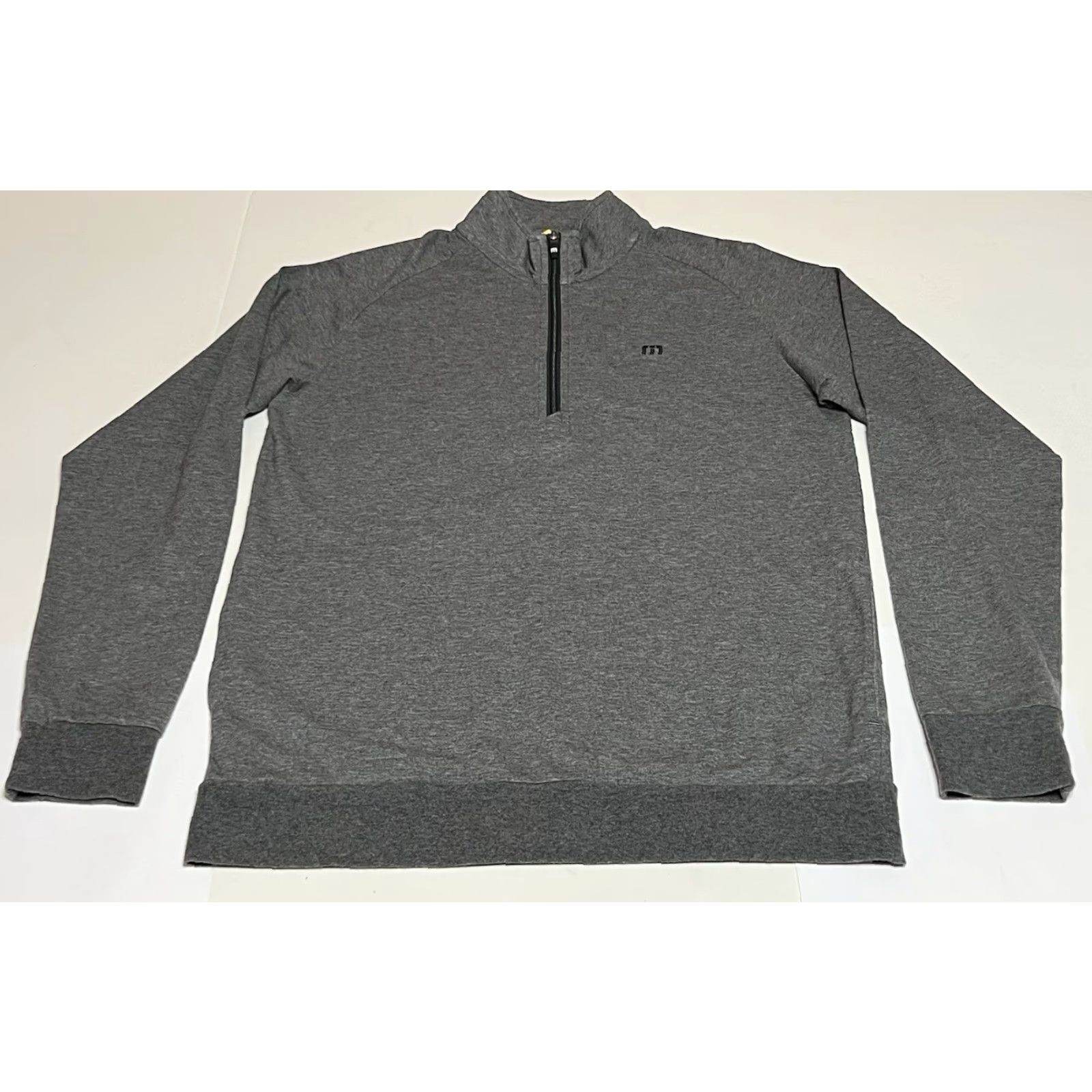 TravisMathew Travis Mathew Pullover Golf Sweater Mens Medium Gray 1/4 Zip Mock Cotton Blend Logo Zipper Tailored Knit Crew Neck Golf Size US M / EU 48-50 / 2 - 2 Thumbnail