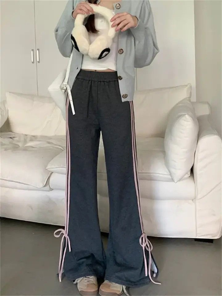 Deeptown Y2K Fairycore Bow Sweatpants Women Korean Fashion