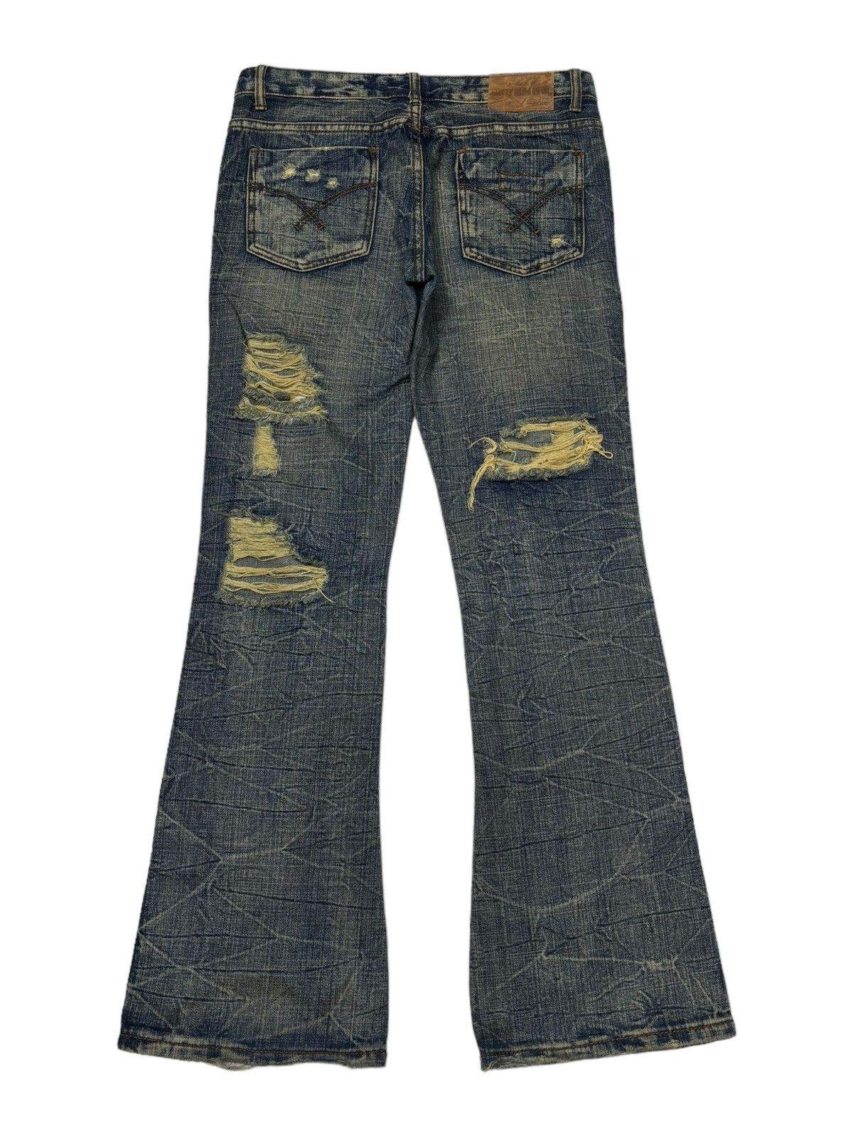 If Six Was Nine ❤️‍🔥THRASHED RIPPED RUSTY FLARED DENIM JEANS DIESEL STYLE Size US 32 / EU 48 - 4 Thumbnail