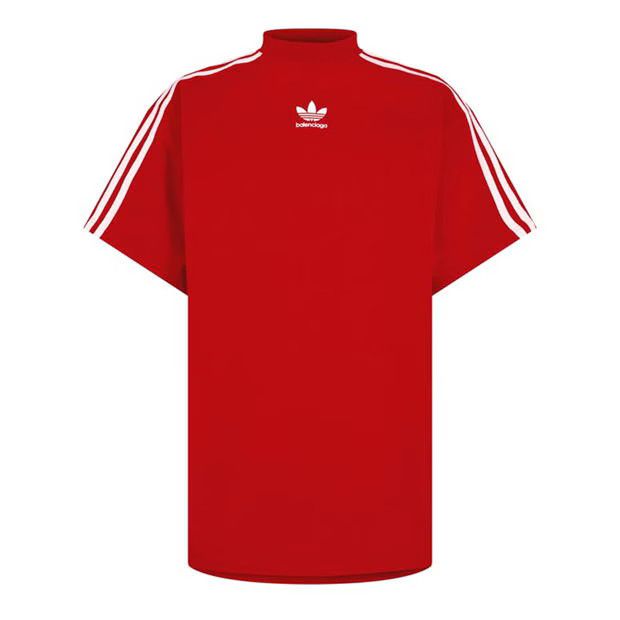 image of Balenciaga O1G2R1Mq0324 Oversized T-Shirt In Red & White in Red/White, Men's (Size Small)