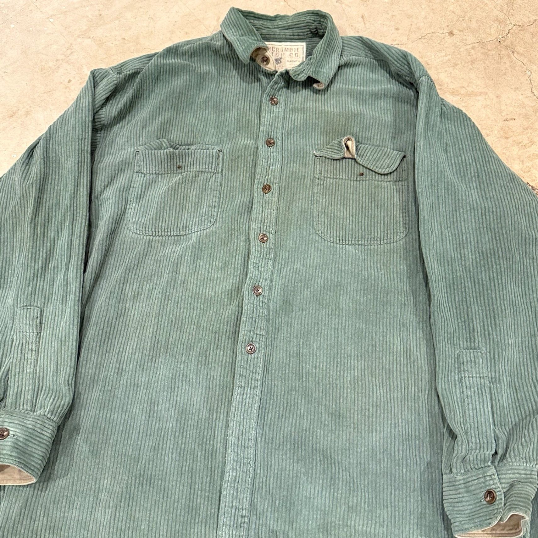 Abercrombie & Fitch VINTAGE Abercrombie & Fitch Mens XL Corduroy Jacket Green 100% Cotton Button Up Overcoat Jacket Men XL Green Vintage Size US XL / EU 56 / 4 - 4 Thumbnail
