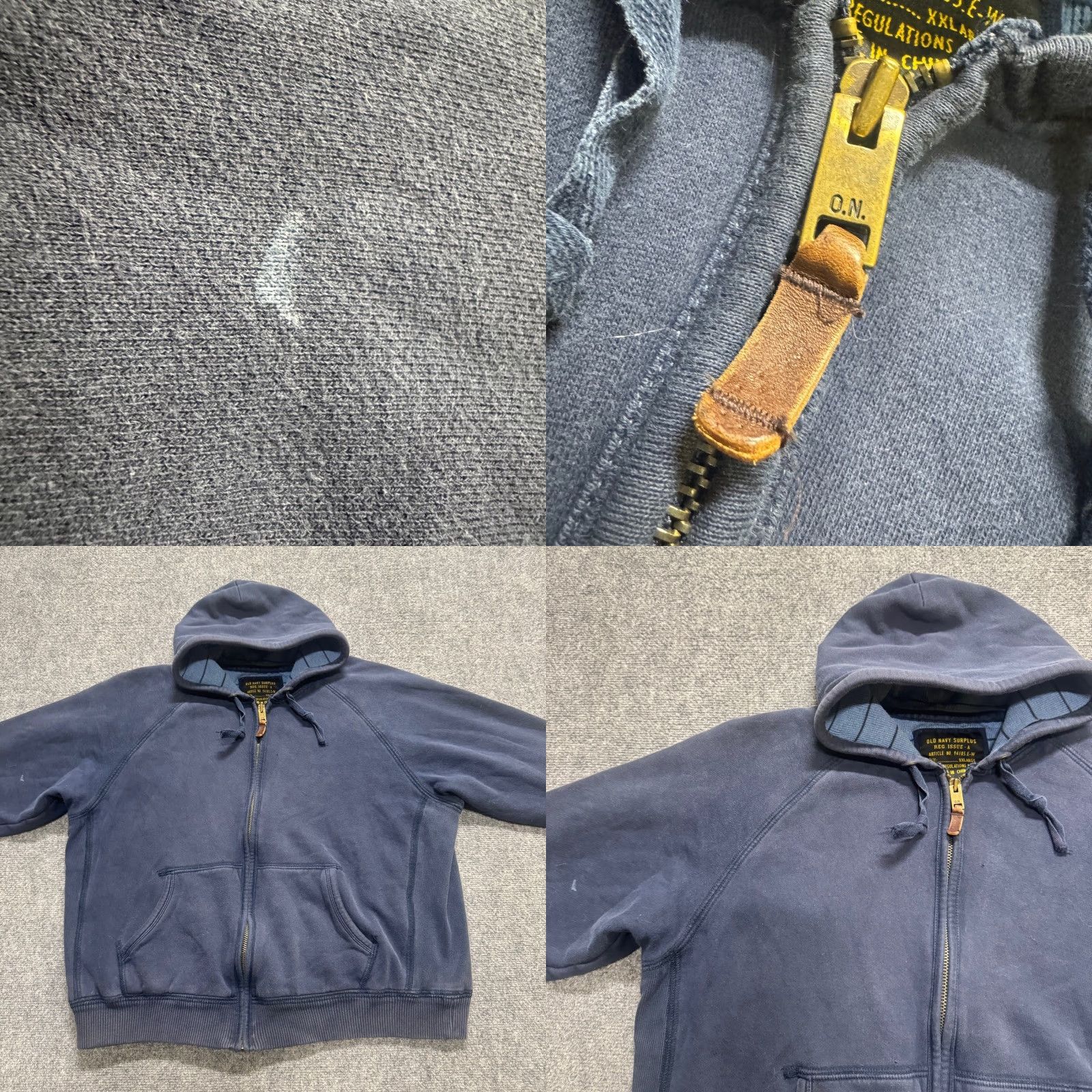 Old Navy VINTAGE Old Navy Jacket 2XL Blue Mens Full Zip Thermal Lined Cotton Windbreaker Stained Surplus Distressed 2XLT Adult Mens Size US XXL / EU 58 / 5 - 8 Thumbnail