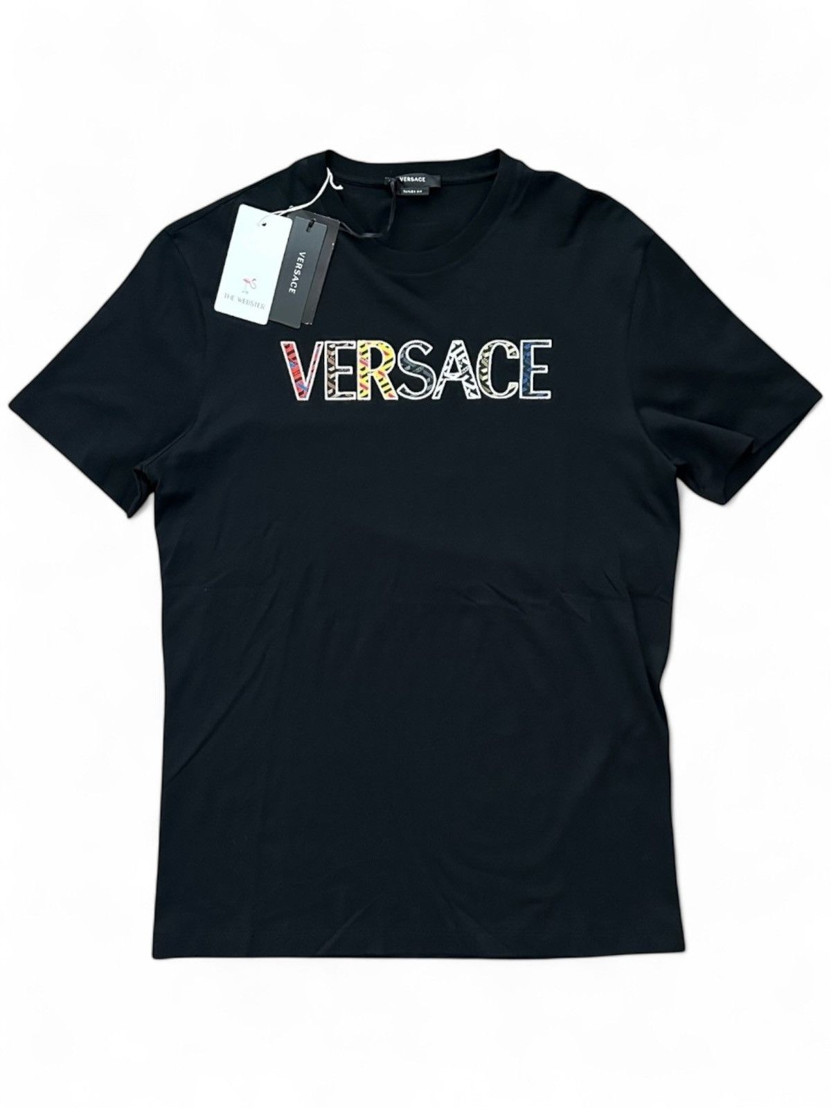 Versace Medusa Cut Out Embroidered Logo Tee