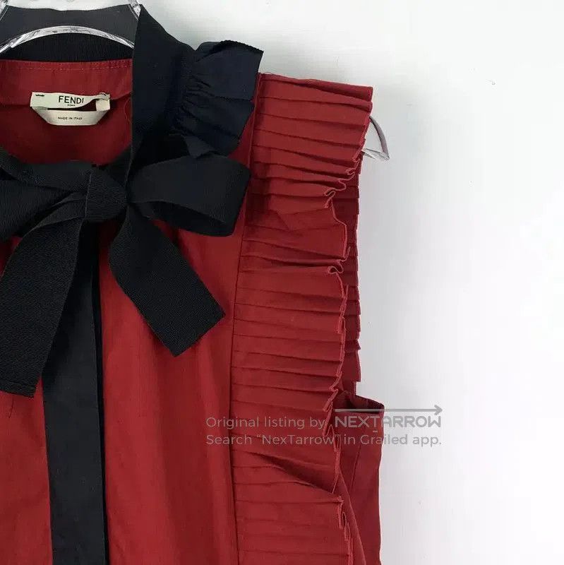 Fendi Fendi Red Cotton Dress with Ruffles . Size S / US 4 / IT 40 - 3 Thumbnail