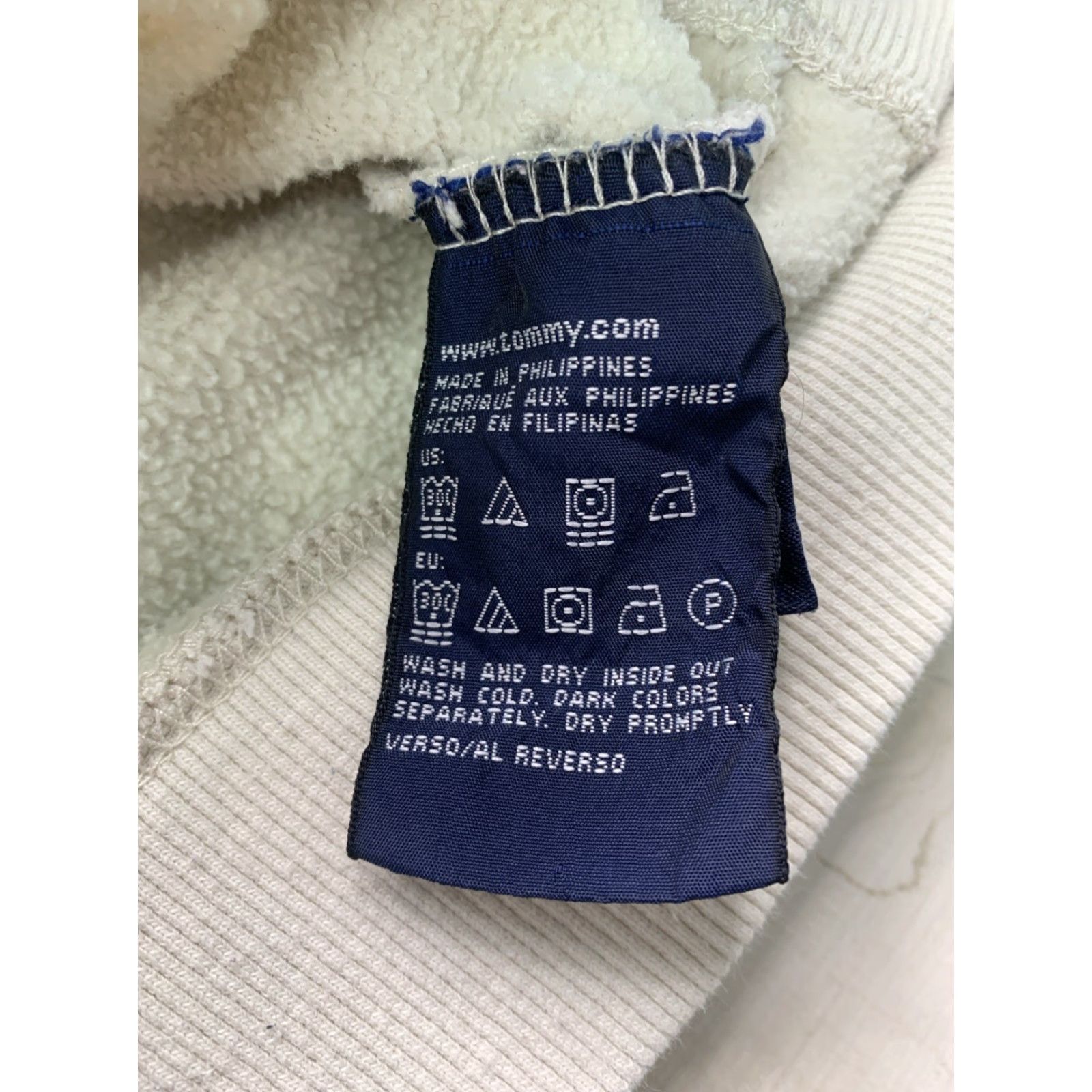 Tommy Hilfiger VINTAGE Tommy Hilfiger Logo Block Quarter Zip Hoodie Mens M Ivory 90s 2000s Y2K Heavyweight Pocket Hooded Pullover Size US M / EU 48-50 / 2 - 7 Thumbnail