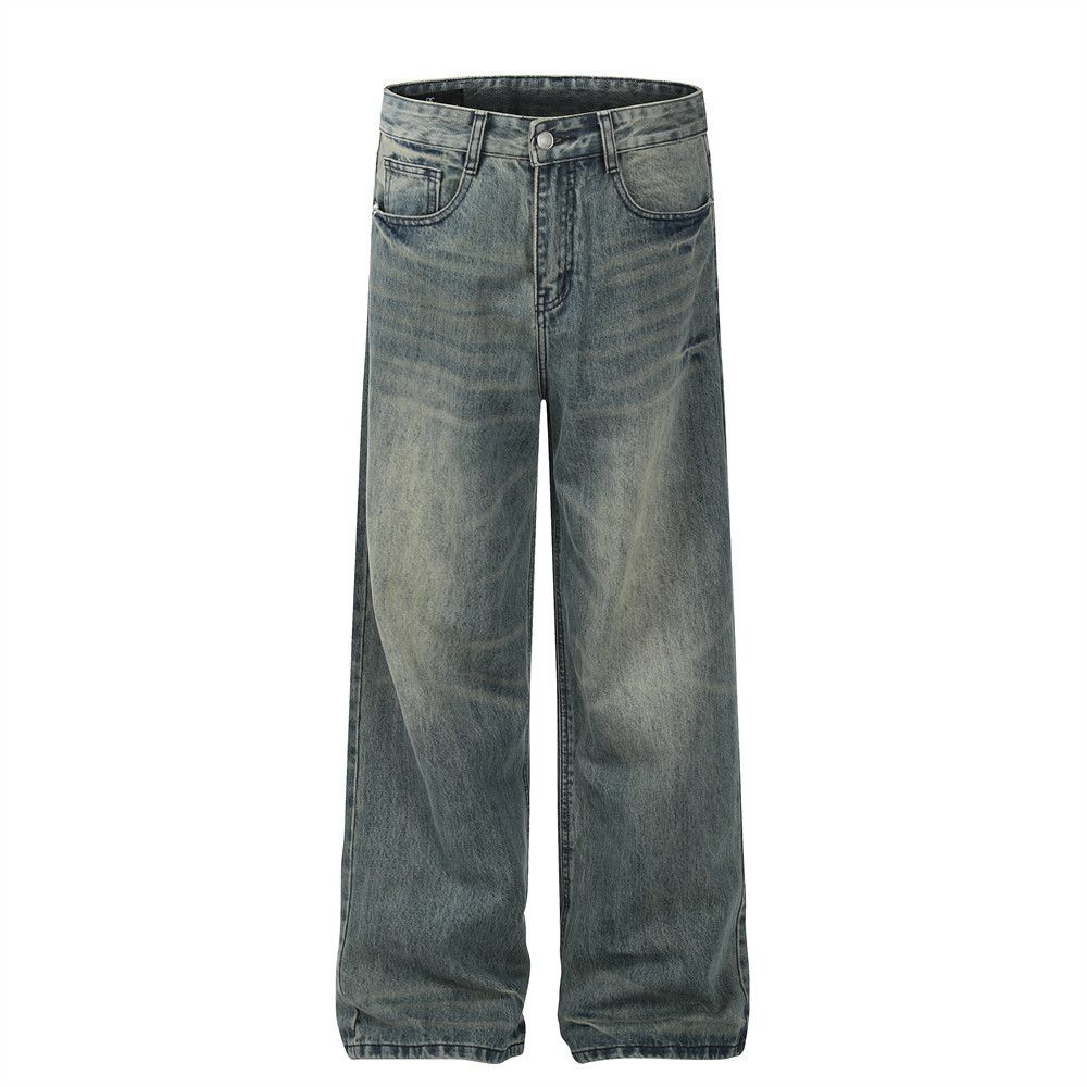 Japanese Brand × Jean Men's American style washed distressed wide leg jeans Size US 34 / EU 50 - 1 Thumbnail