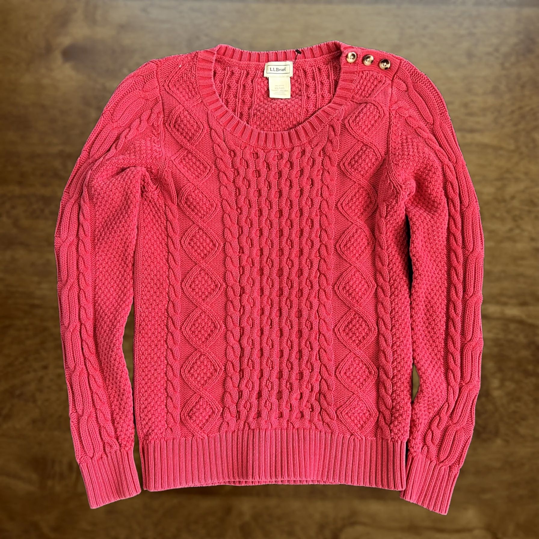 Vintage L.L. Bean Sweater Womens XS Pink Cable Knit Button Shoulder Crewneck Shirt Womens XS Pink Cable Knit Button Shoulder Crewneck Size XS / US 0-2 / IT 36-38 - 1 Thumbnail