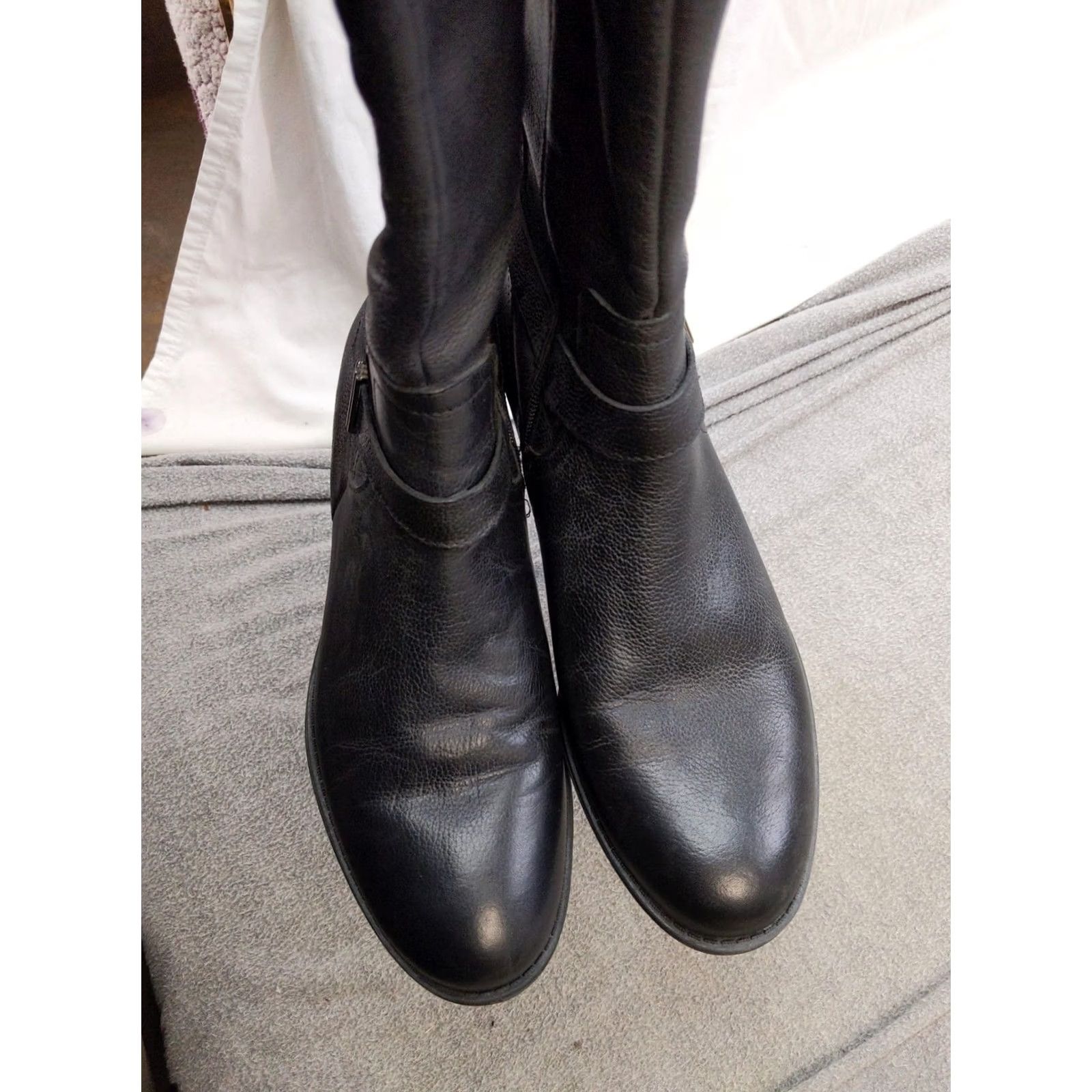 Naturalizer Naturalizer Joan Boots Womens 11W Black Leather Knee High Riding Zip Buckle Size US 11 / IT 41 - 5 Thumbnail