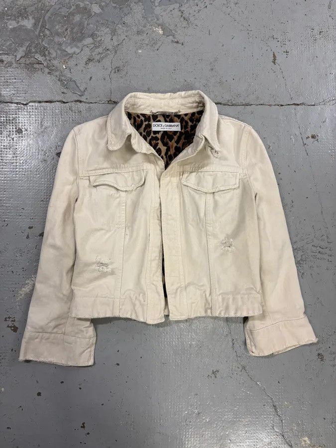 Dolce & Gabbana SS1999 Dolce & Gabbana Cream Light Denim Jacket Size XS / US 0-2 / IT 36-38 - 1 Thumbnail