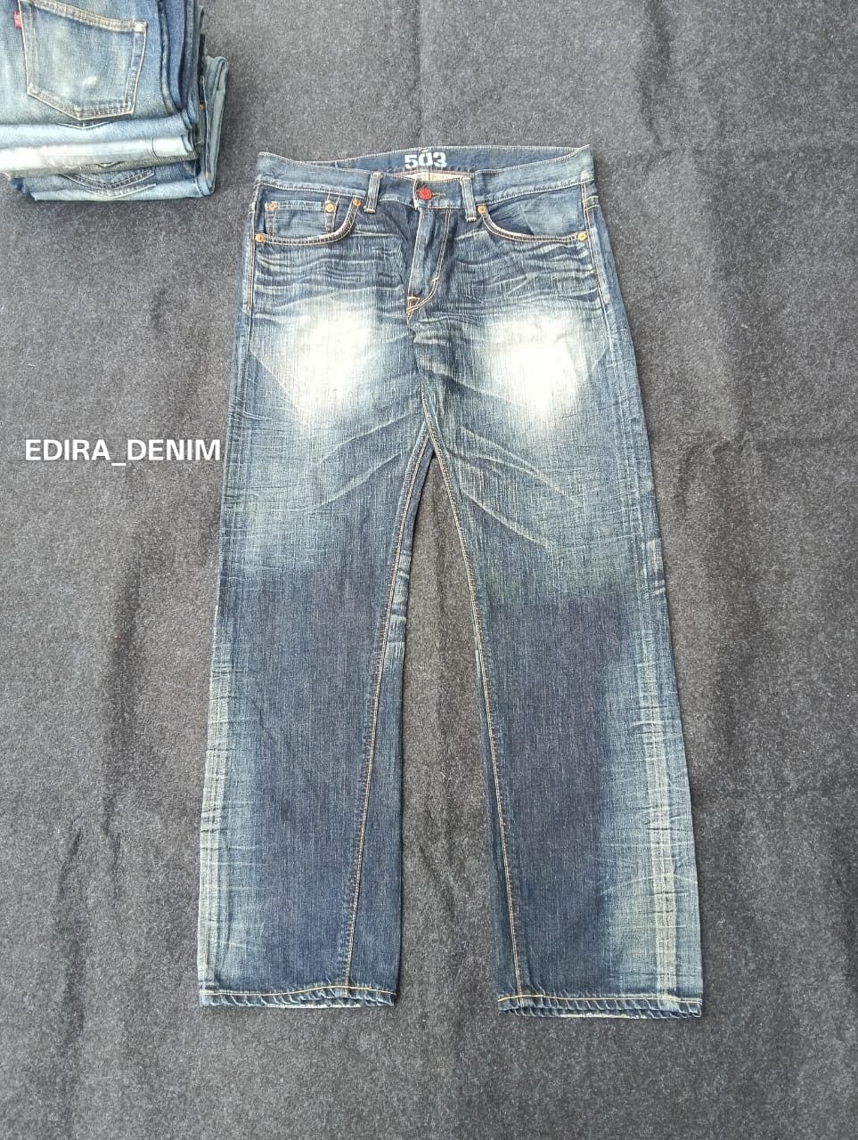 Edwin Y2K Edwin 503 Blue Trip Washed Denim Jeans Japan Streetwear Size US 37 - 1 Thumbnail