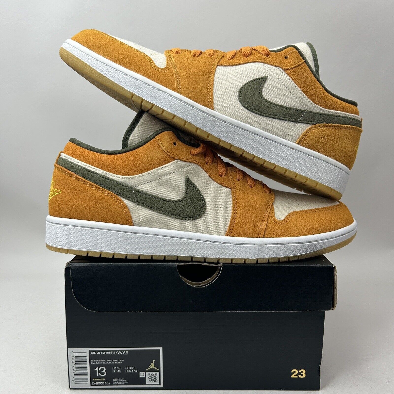 Nike Nike Air Jordan 1 Low SE “Light Curry/Orange Olive” 2023 Size US 13 / EU 46 - 1 Thumbnail
