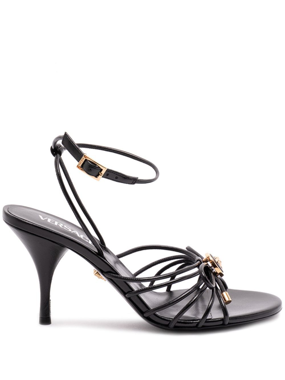 OPERA BOW LEATHER HEEL SANDALS