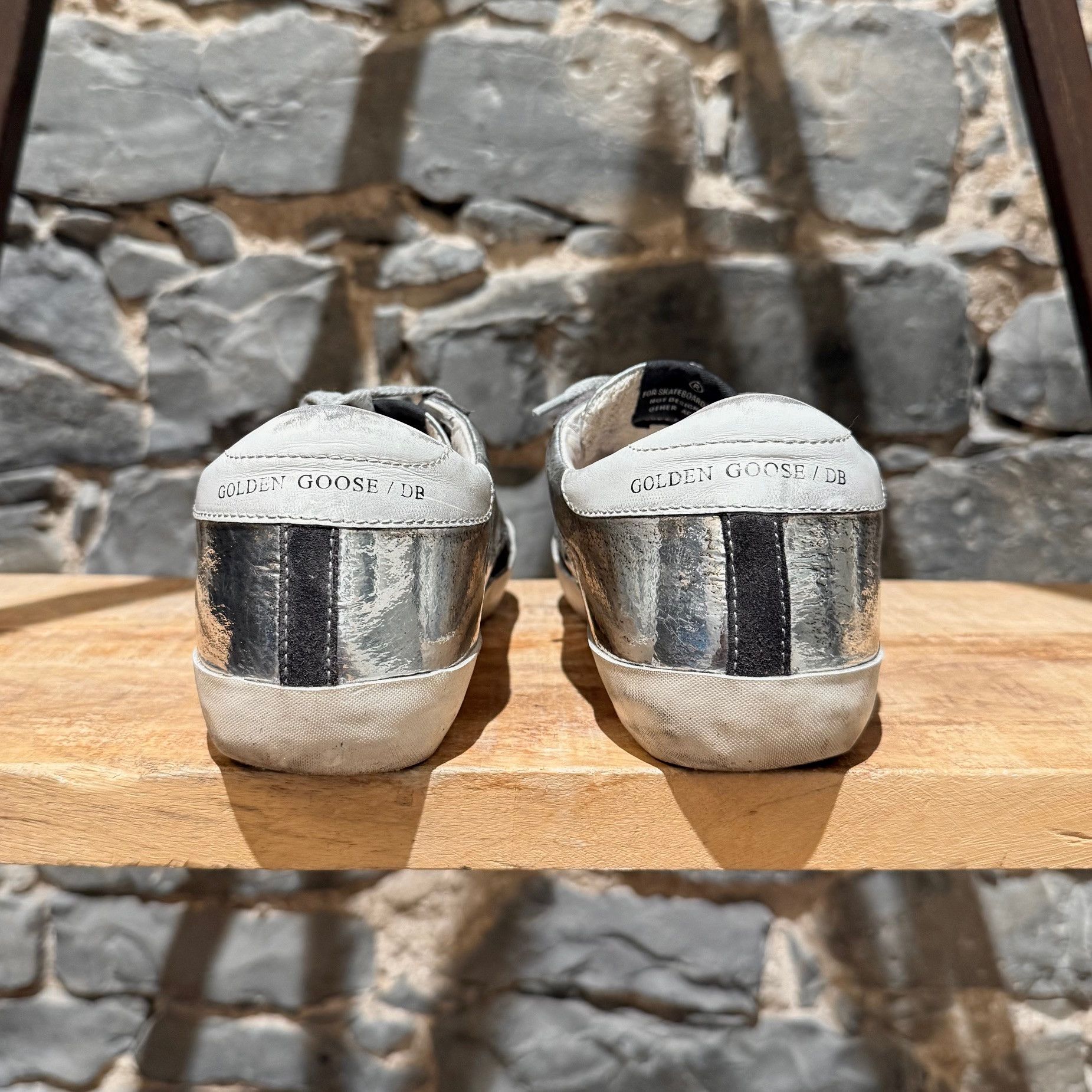 Golden Goose Silver Metallic Leather Superstar Sneakers