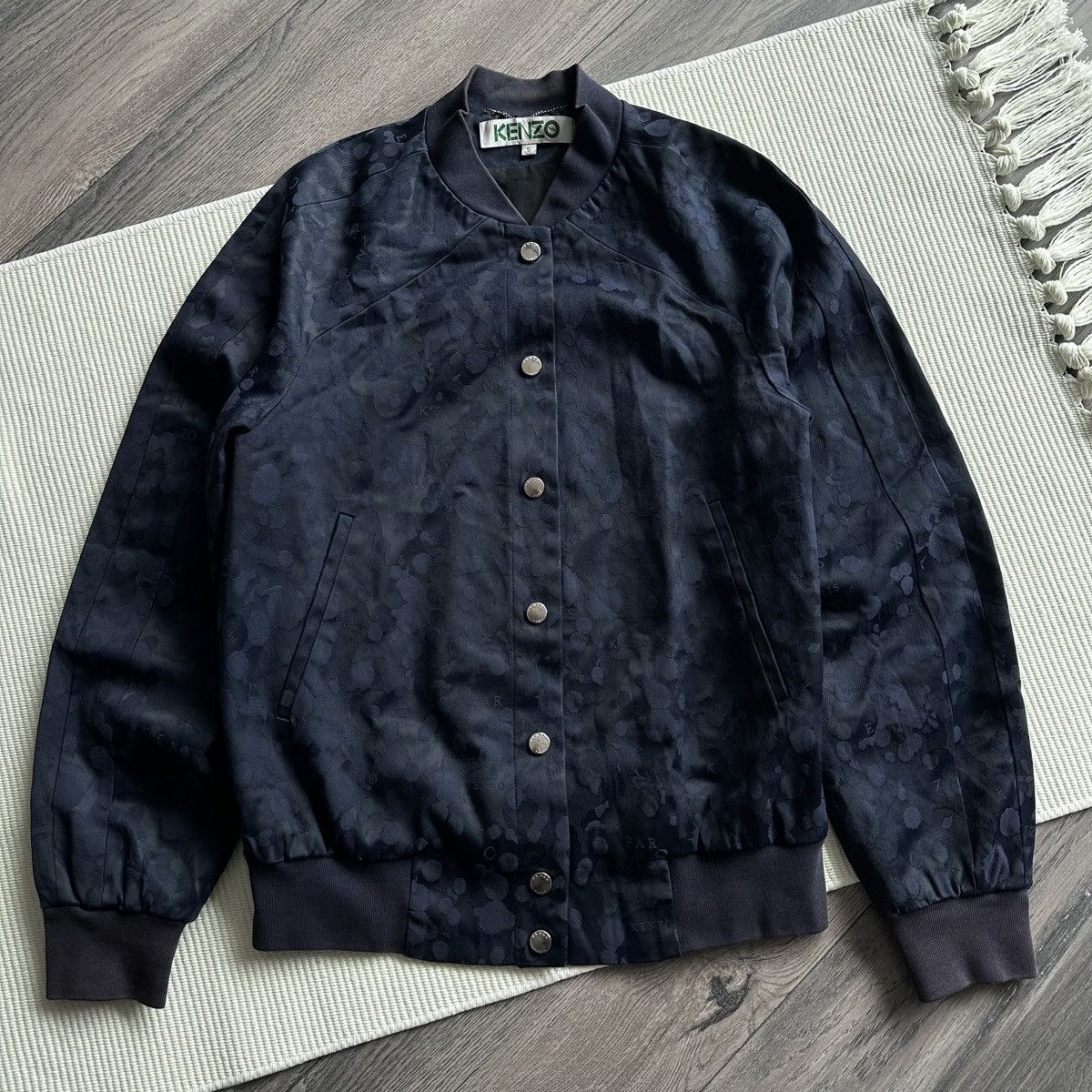 Kenzo Rare KENZO Patterned Monogram Deep Navy Bomber Jacket Size S / US 4 / IT 40 - 1 Thumbnail