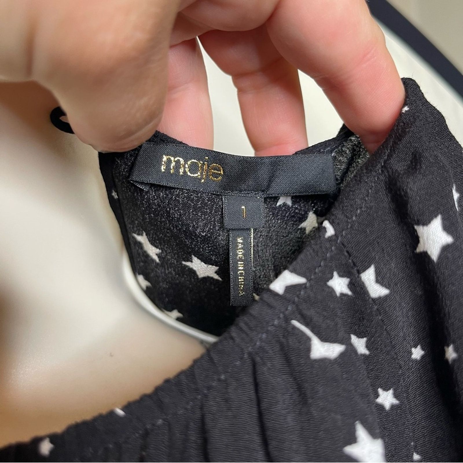 Maje Maje Retoile Star Print Black and White Midi Dress sz 1 US S Size S / US 4 / IT 40 - 3 Thumbnail