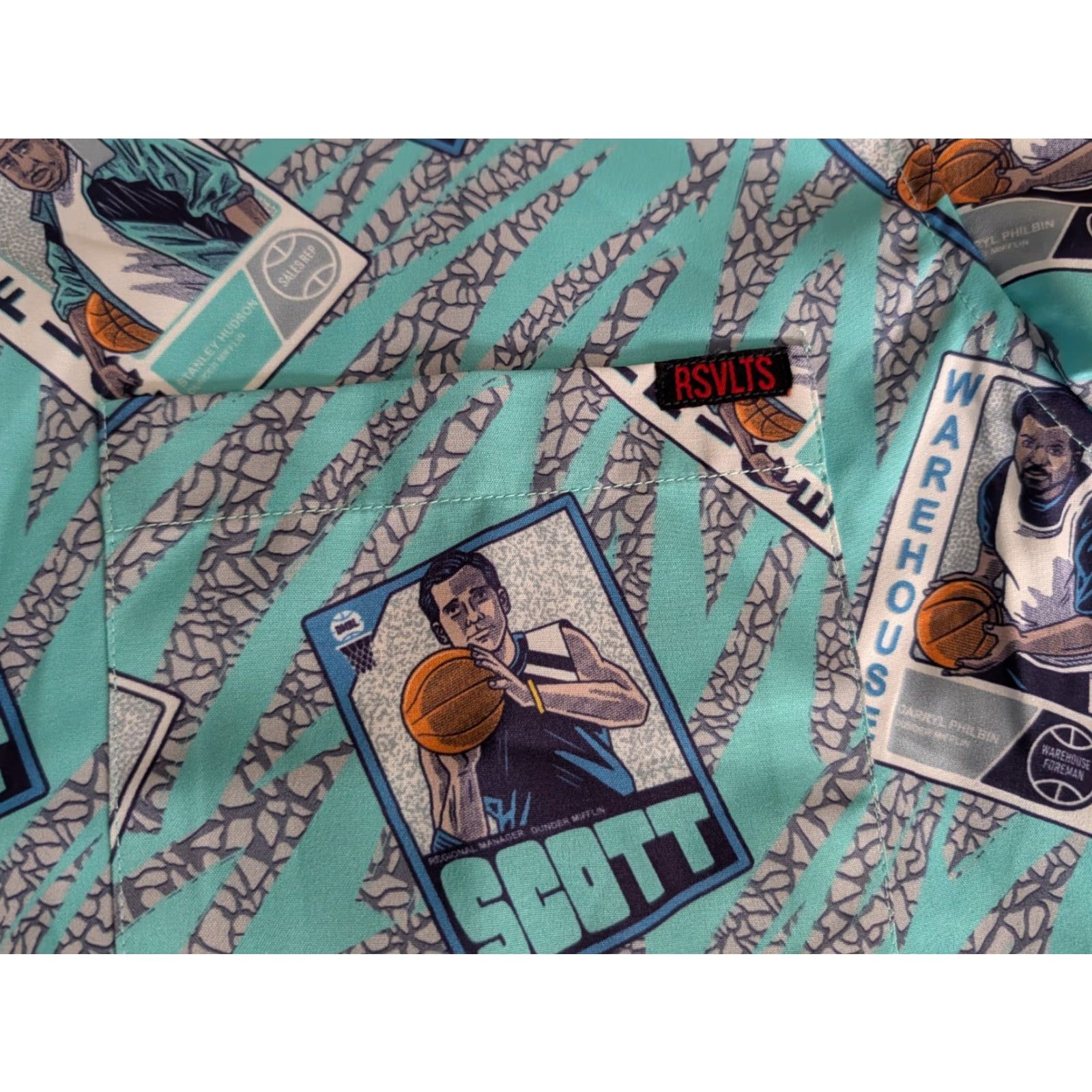 Vintage RSVLTS The Office + RSVLTS Short Sleeve Button Up Camp Shirt AOP Basketball M Blue Unisex Adults Casual Shirt Size US M / EU 48-50 / 2 - 5 Thumbnail