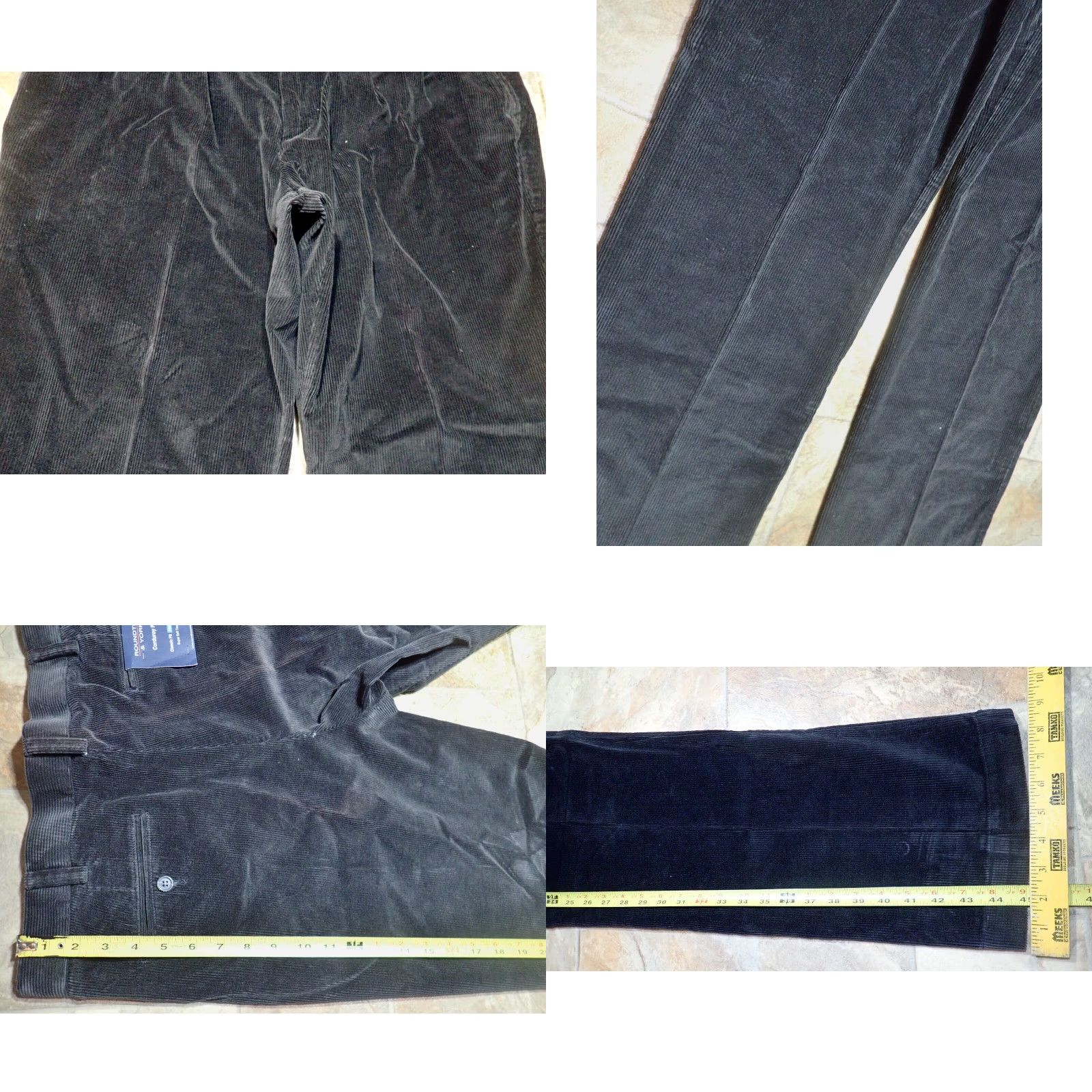 Roundtree & Yorke Vintage Roundtree & Yorke Men's Dress Pants - 40x32 Gray Cotton Pleated Straight Leg Retro 80s 90s Casual Trousers Size US 38 / EU 54 - 8 Thumbnail