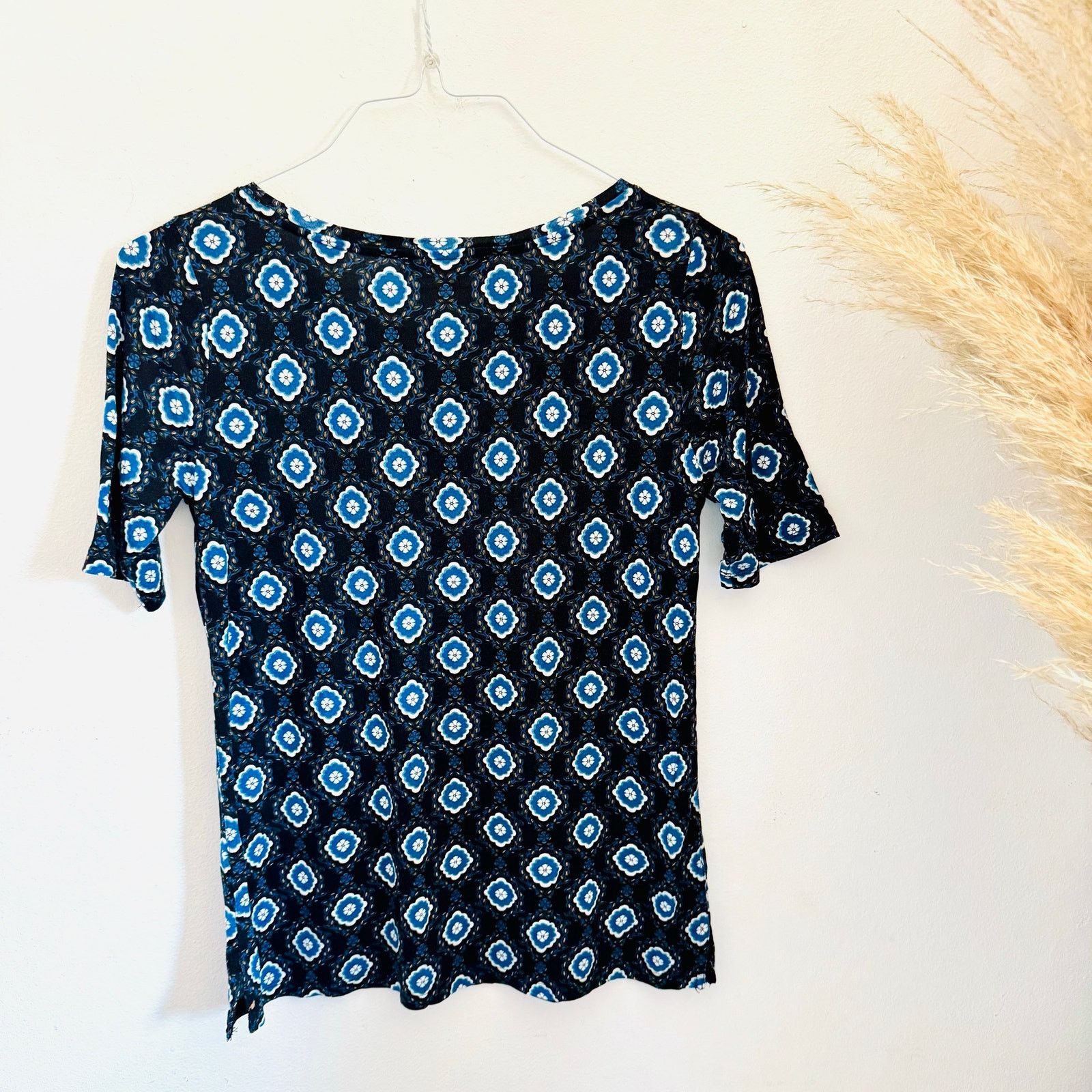 Loft LOFT Black White Blue Print Half Sleeve $68 Blouse Shirt XS Size XS / US 0-2 / IT 36-38 - 5 Thumbnail