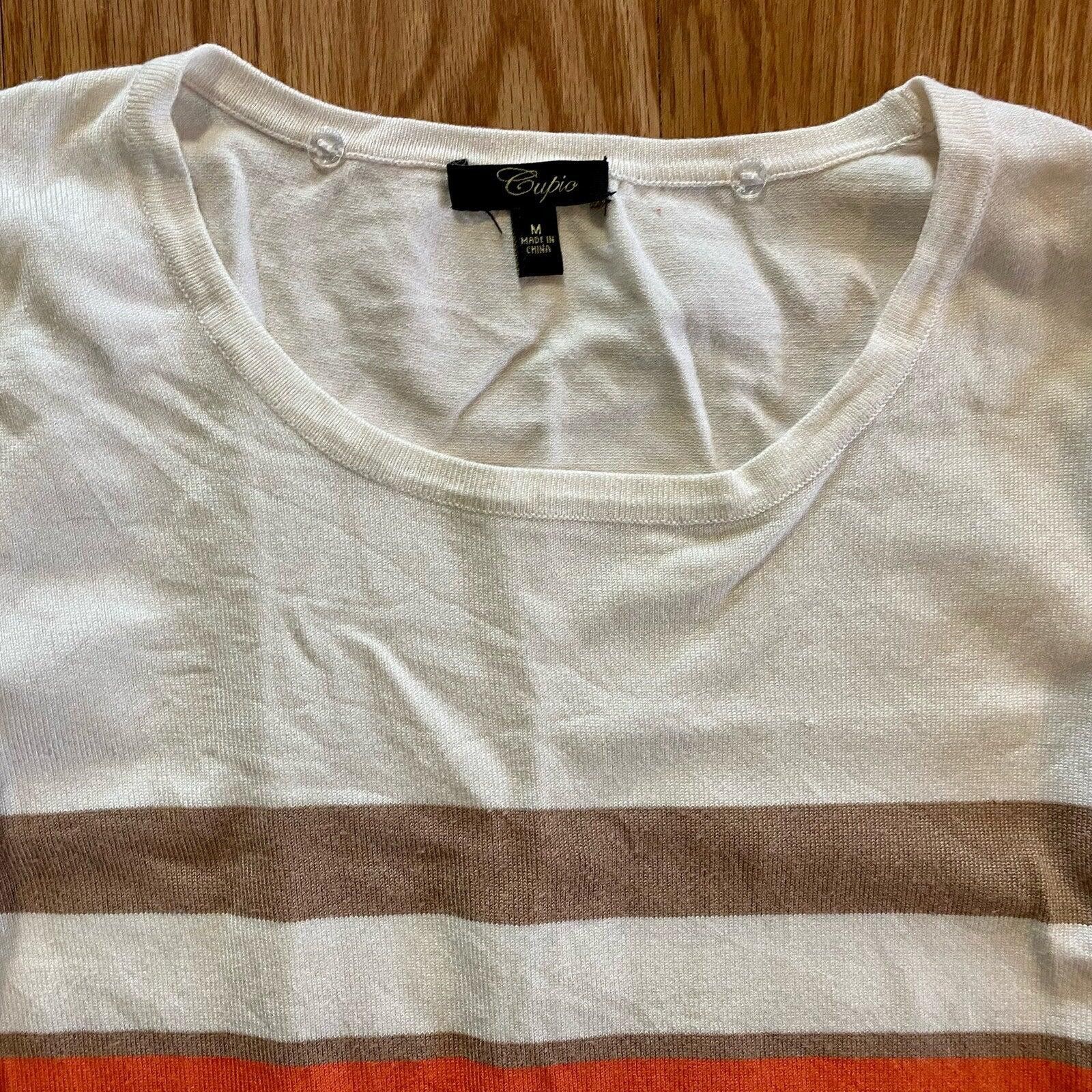 Other Cupio Tan White Striped Sweater Top Womens Medium Size M / US 6-8 / IT 42-44 - 4 Thumbnail