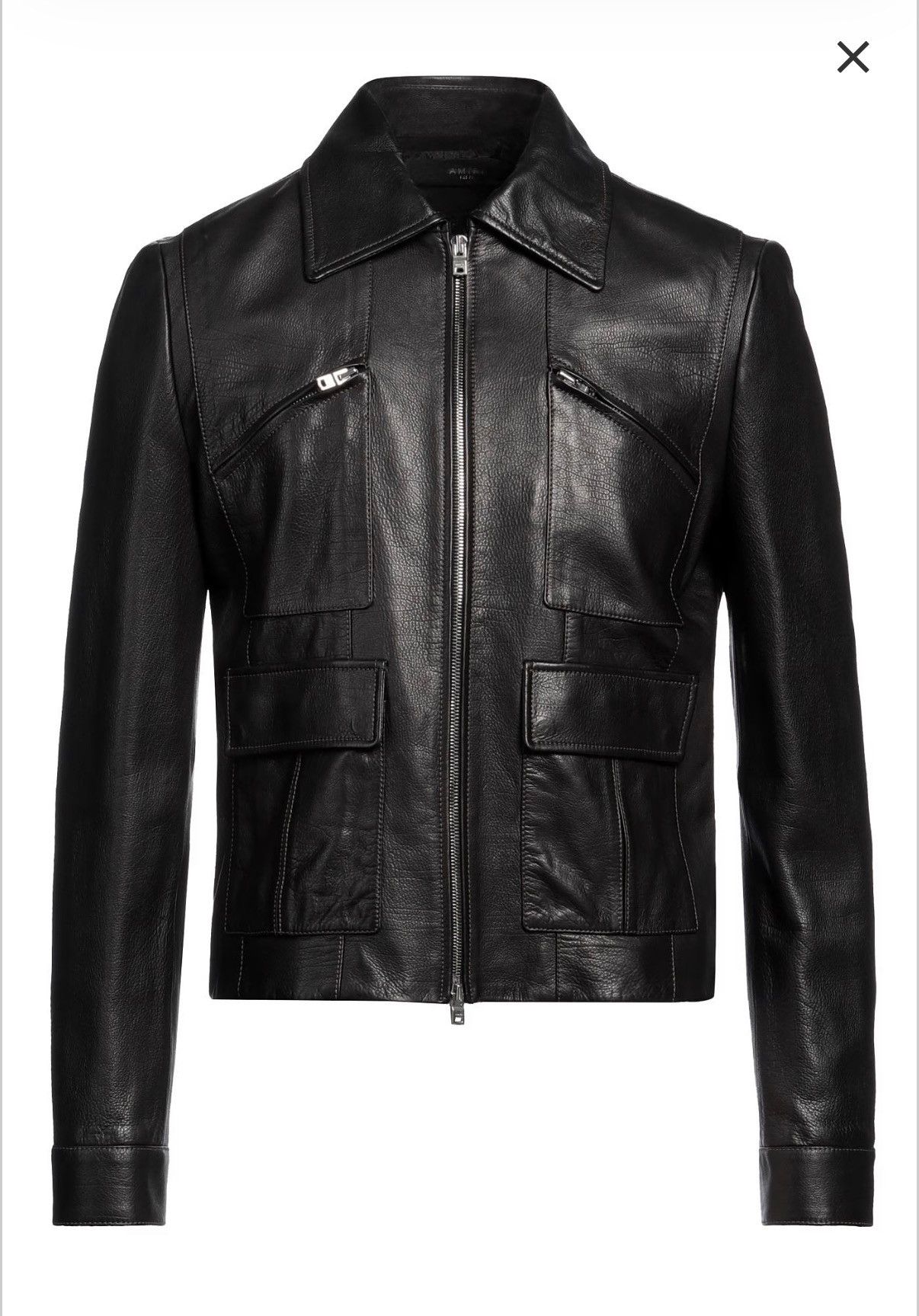 Amiri Amiri Black Leather Single Zip Biker Jacket Sz 48 Small Size US S / EU 44-46 / 1 - 9 Thumbnail