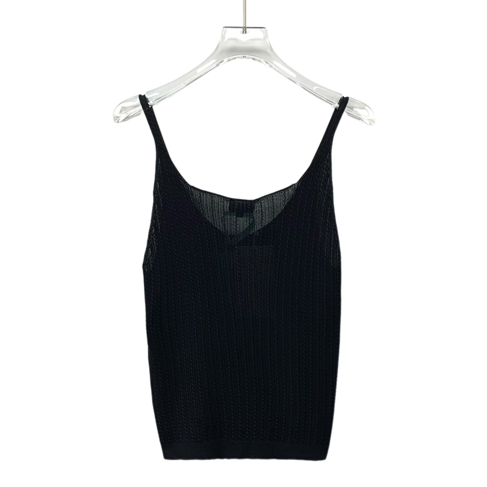 Chanel Chanel Black Knit Camisole With CC Diamond Buttons & Logo De Size S / US 4 / IT 40 - 8 Thumbnail