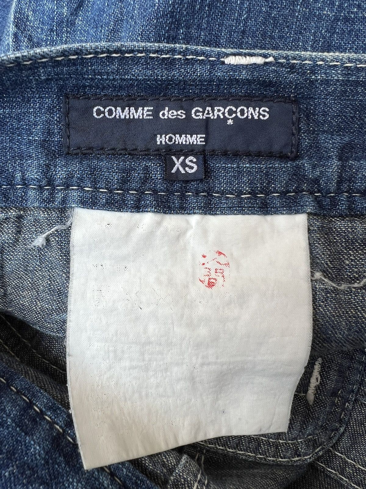 Comme des Garcons Homme Vintage CDGH Distress Fade Blue Denim Military Work Pant Size US 29 - 23 Thumbnail